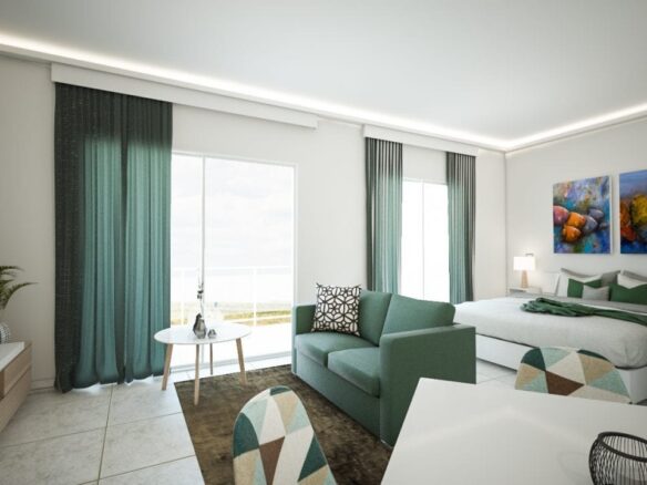 SOV Studio Condo Esmeralda living and sleeping