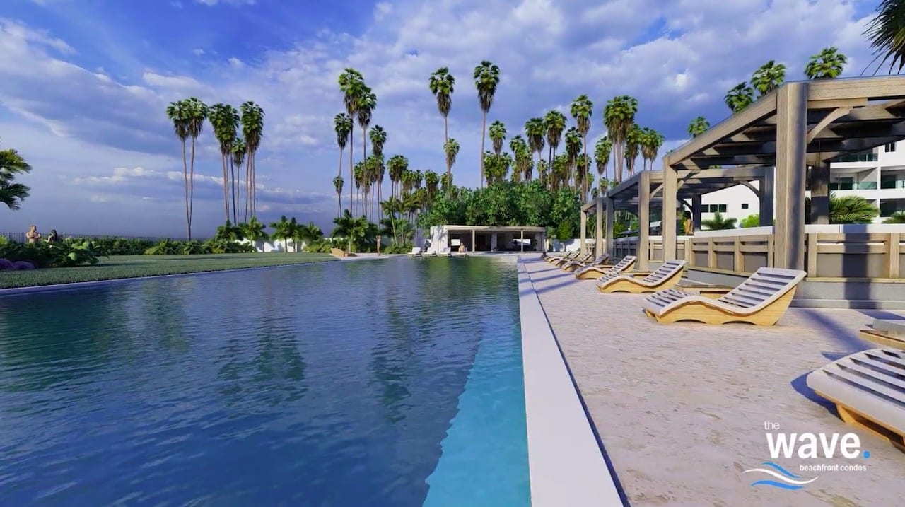 Rendering of The Wave Condos outdoor pool