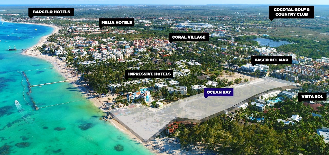 Aerial Map of Ocean Bay Luxury Beach Residences location in Dominican Republic