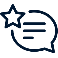 Icon of a speech bubble with a start on top
