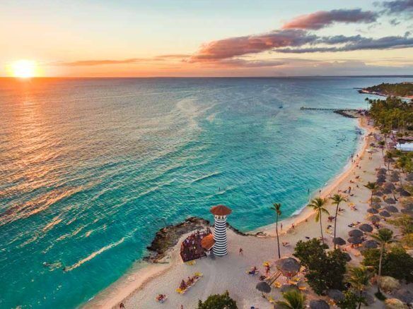 Aerial of beach in the Dominican Republic La Romana