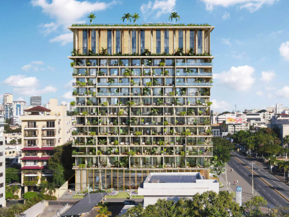 Rendering of Jardines de Bellas Artes exterior full view