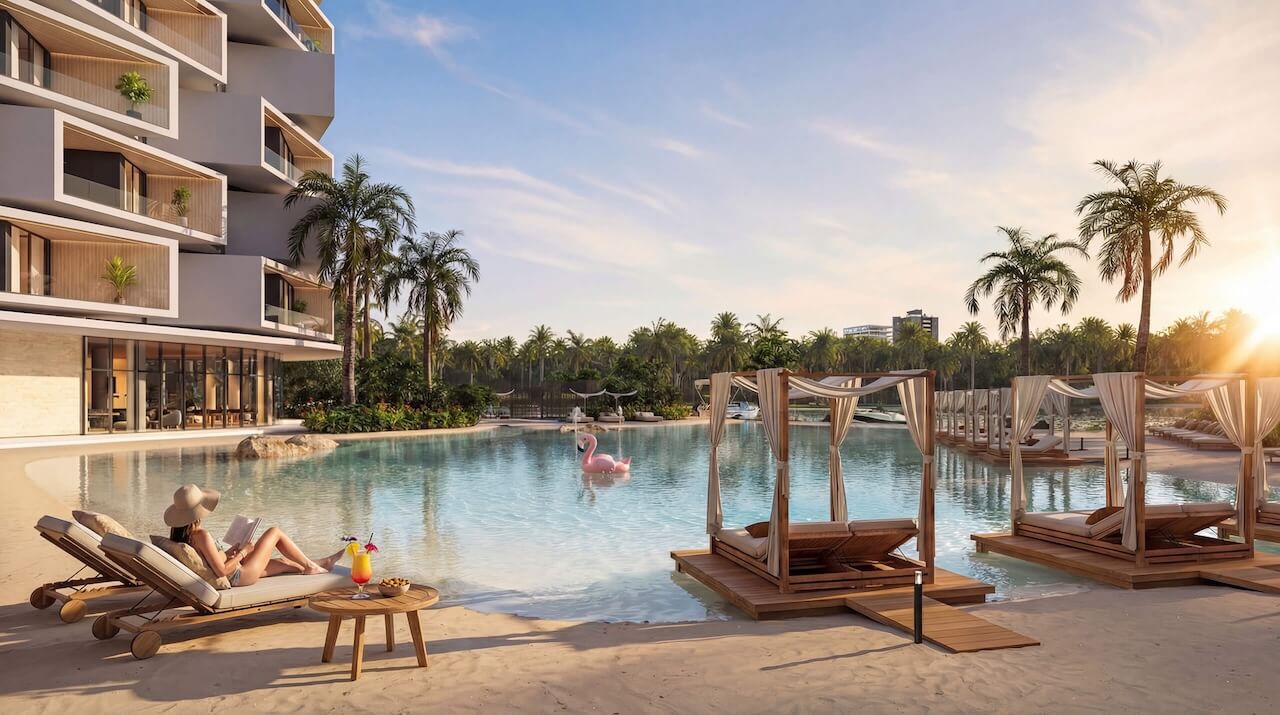 rendering-Makai-Residences-pool-with-woman Makai Residences Cap Cana Punta Cana Dominican Republic