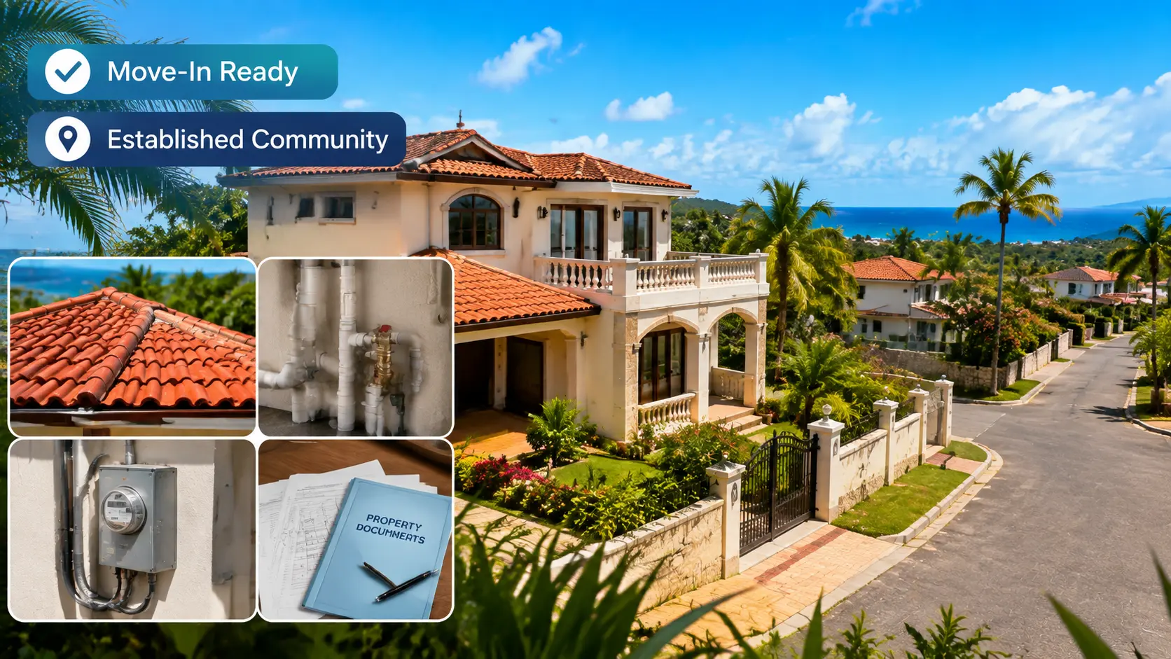 New Construction vs Resale Homes in the Dominican Republic showing a move-in-ready property in an established Caribbean community.