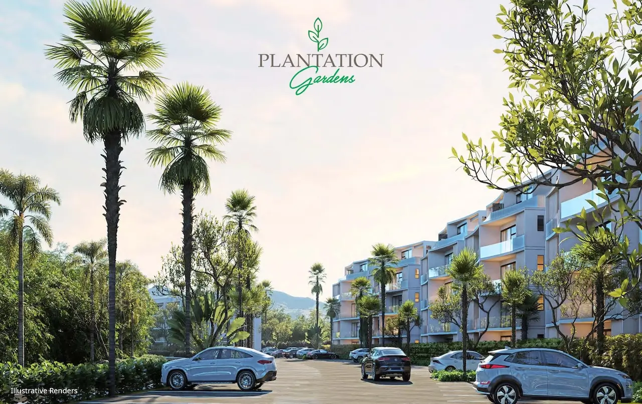 Plantation Gardens Puerto Plata residential apartments surrounded by tropical landscaping