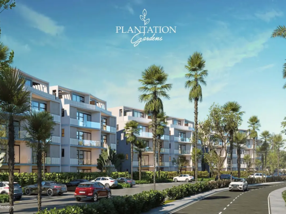 Plantation Gardens Puerto Plata residential apartments surrounded by tropical landscaping