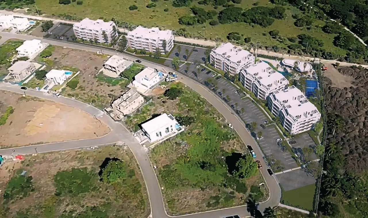 Plantation Gardens Puerto Plata residential apartments surrounded by tropical landscaping