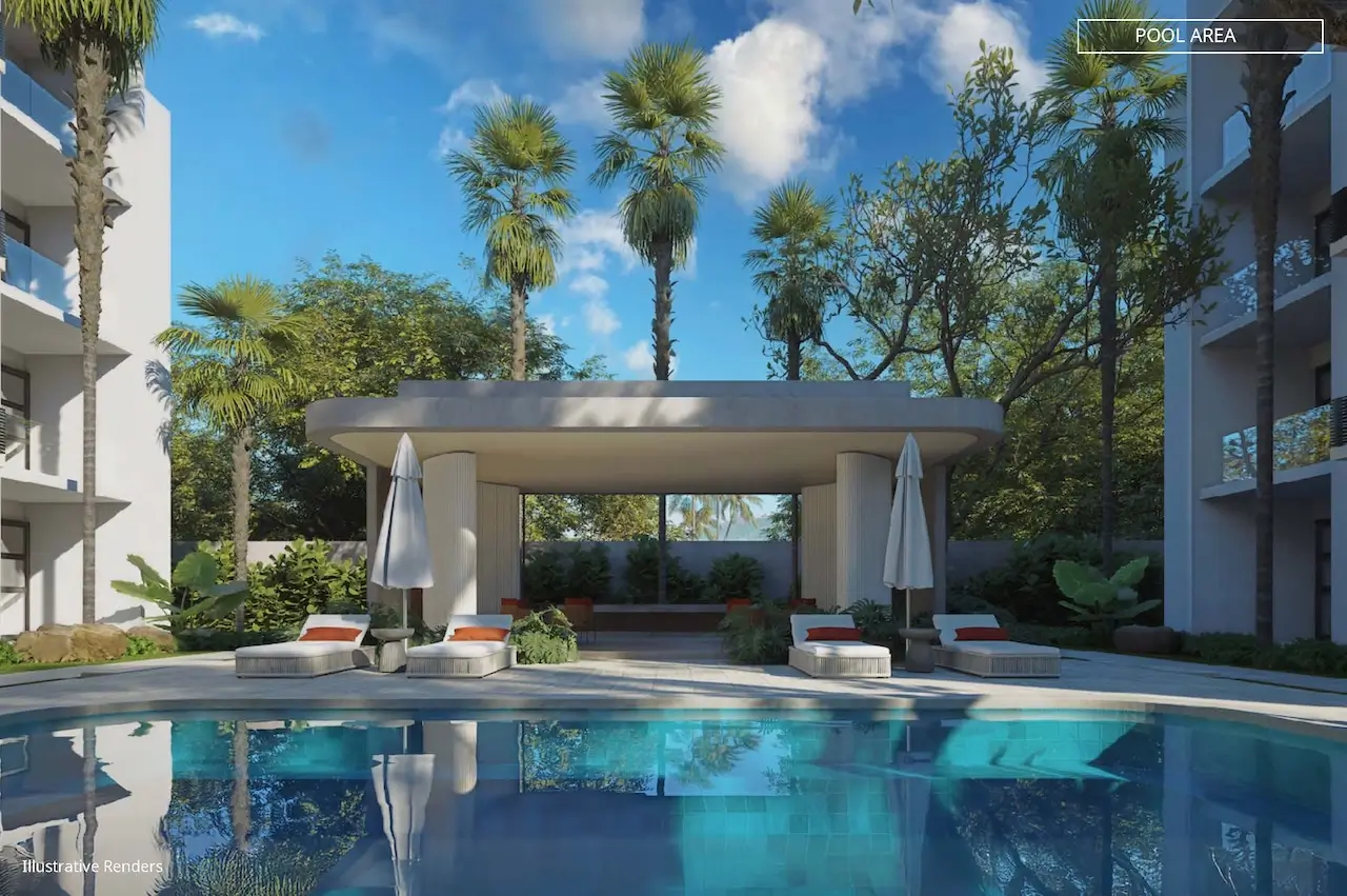 Plantation Gardens Puerto Plata residential apartments surrounded by tropical landscaping