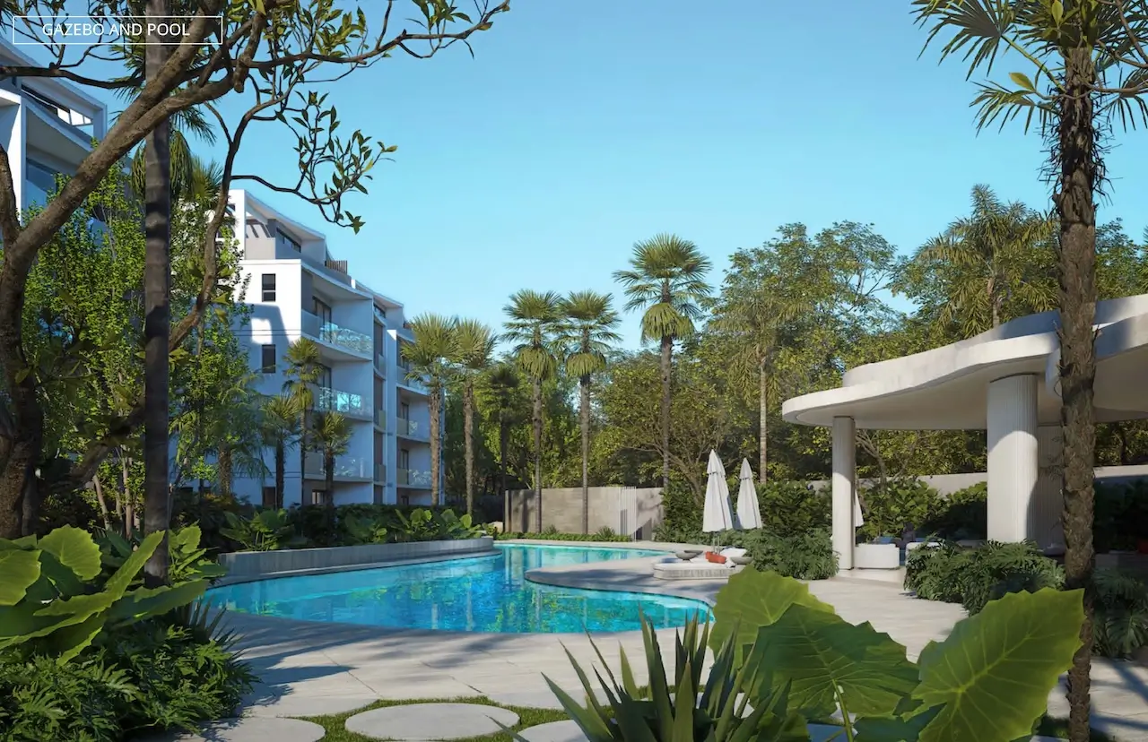 Plantation Gardens Puerto Plata residential apartments surrounded by tropical landscaping